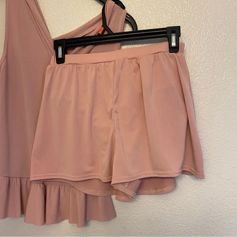 Weissman dance costume 2 piece top shorts mauve blush jersey MJ11368 adult MA